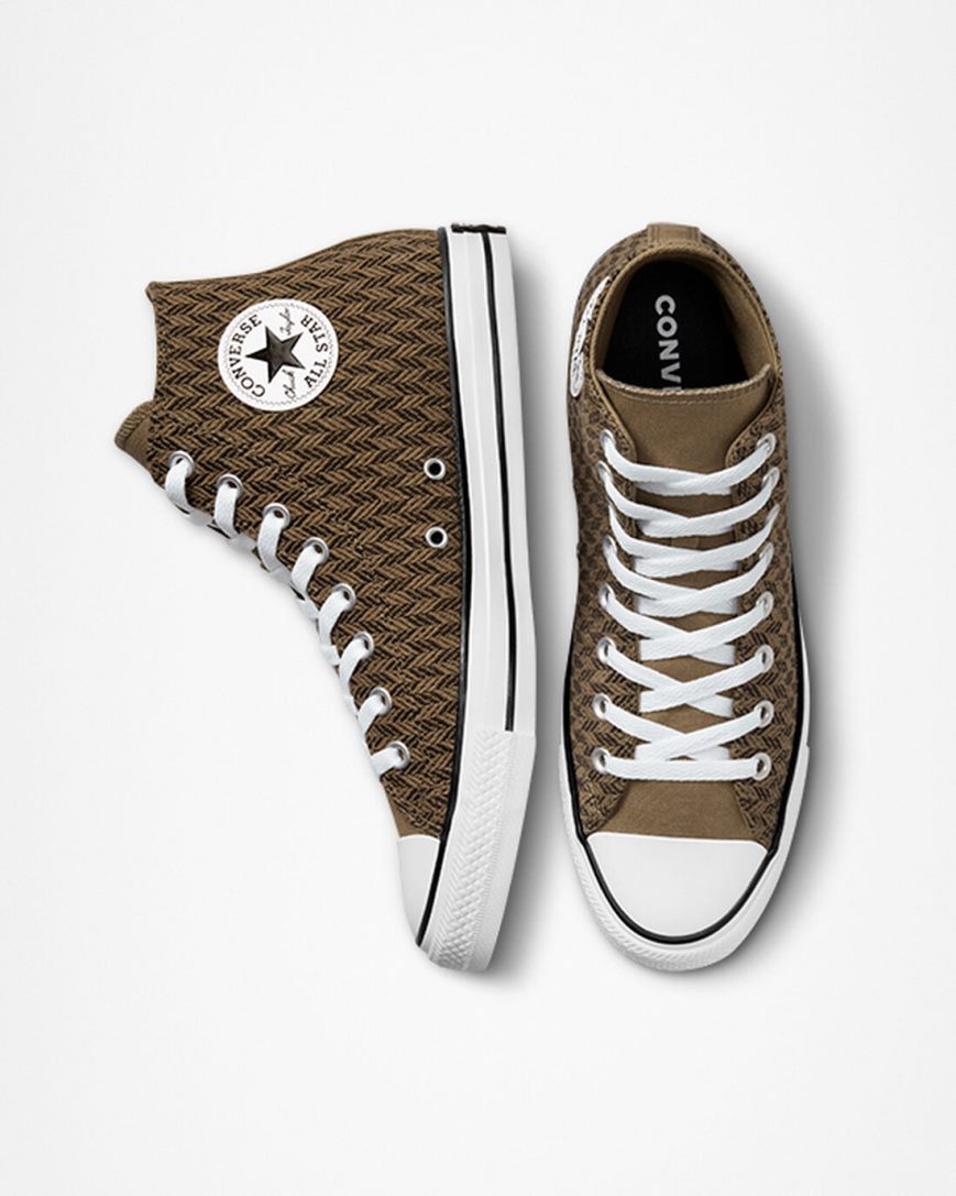 Tenisi Inalti Barbati Converse Chuck Taylor All Star Herringbone Maro Albi | RO FXPOK267